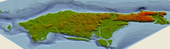 The Digital Elevation Model, or DEM, of 1609 Mannahatta was a vital achievement in the process of recreating Mannahatta. It took 5 years of map research, fieldwork, and GIS analysis to complete. © WCS 